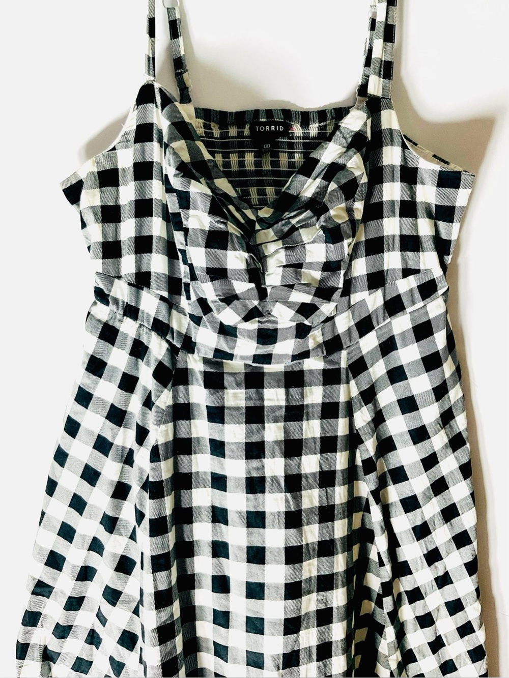 Torrid Black & White Gingham Midi Dress w/ Pockets Size 00 - Picture 6 of 6